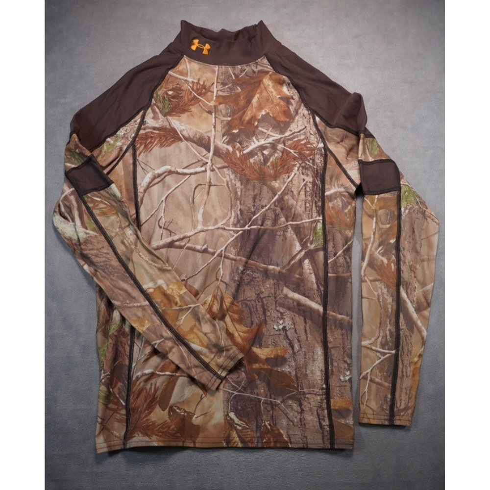 Under Armour Youth LARGE Shirt YLG Camo Camouflage Hunting Long Sleeve Green